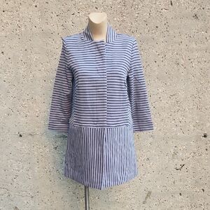 CAbi Navy and White Striped Jacket
